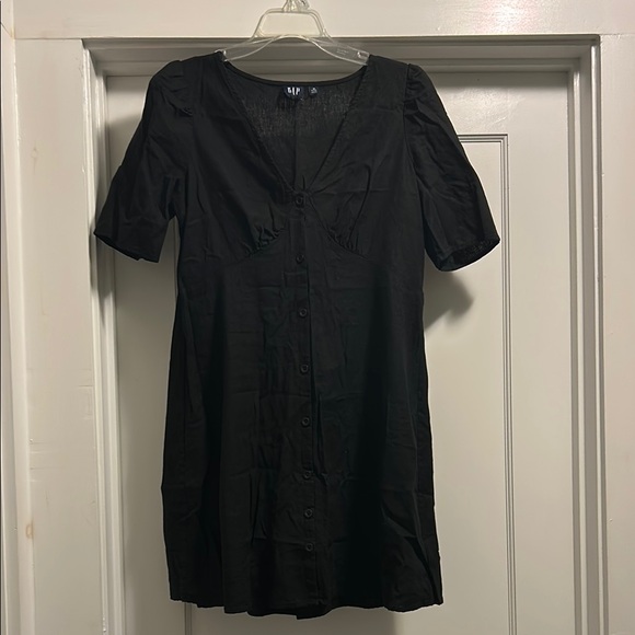 GAP Black Linen Button-Down Dress, Size Medium Petite - Picture 1 of 5